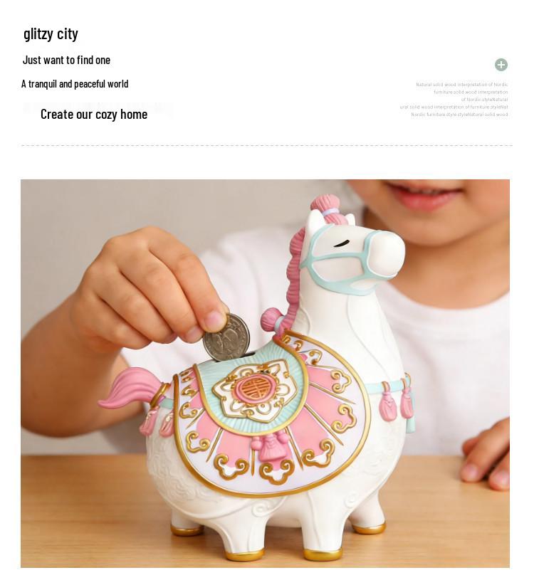 Pink Horse Money Box - Zodiac Year of the Horse Ornament, Birthday Gift, Creative Piggy Bank, Money Jar