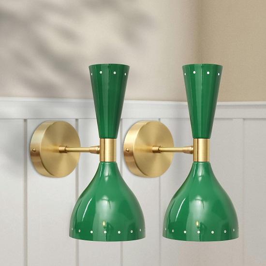 Brass Handcrafted Wall Lamp Bedside Magari Kitchen Study Reading Fixed Wall Focus Elegant Light Night Timer Mid Century Sconce Set of 2