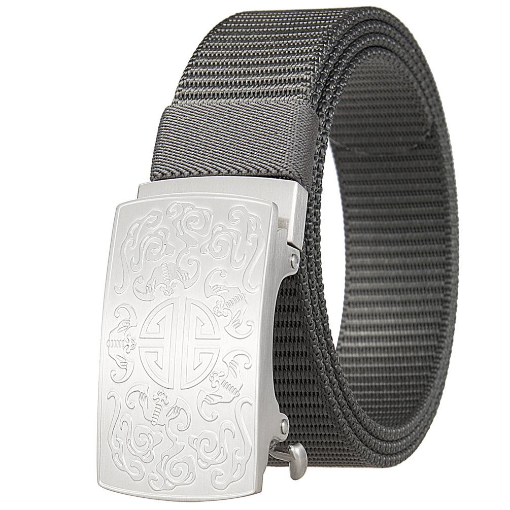 3.5Cm Nylon Braided Belt For Men, Button Head Closure Toothless Stainless Steel Buckle Ly36-61927-3