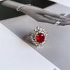 European and American Entry Lux Red Wine Stain Rose Ruby Zircon Micro-Inlaid Full Diamond Elegant Fancy Versatile Opening Ring