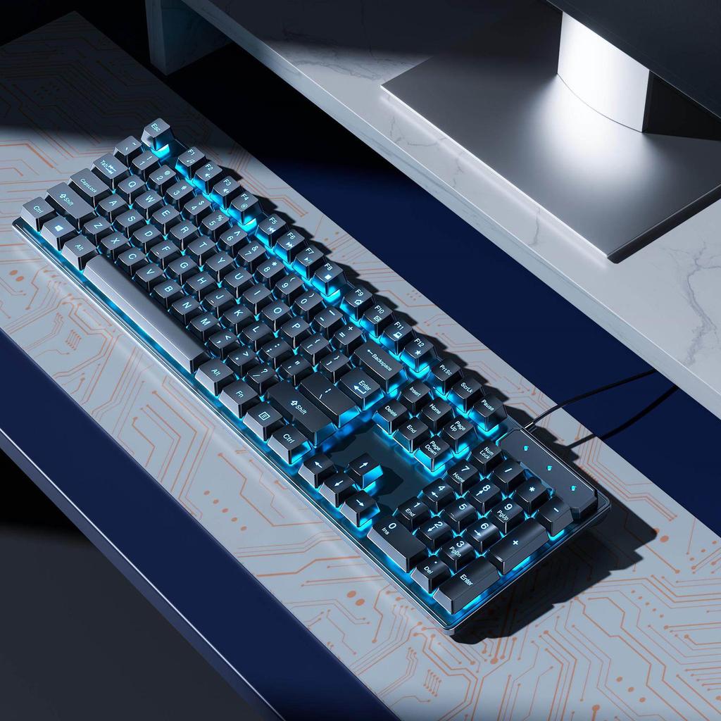 Mechanical Desktop Gaming Keyboard & Mouse Set for PC and Laptop
