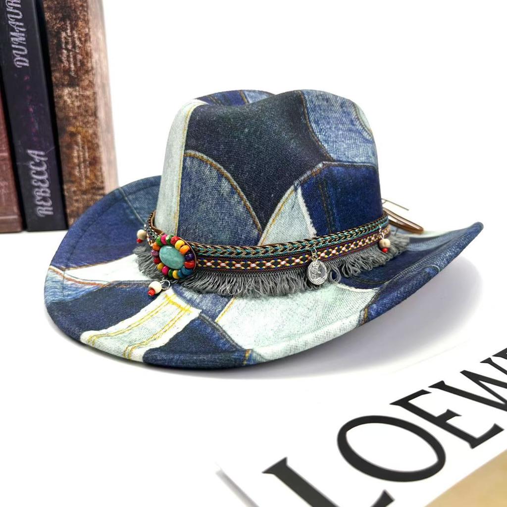 Mountaineering Top Hat Western Cowboy Hat Retro Retro Color Matching One-Word Jazz Hat