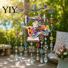 Pastoral Style Home Hanging Decor Vintage Sewing Machine Crystal Wind Chime, Acrylic Outdoor Suncatcher, Decorative Pendant for Craft Room Colorful