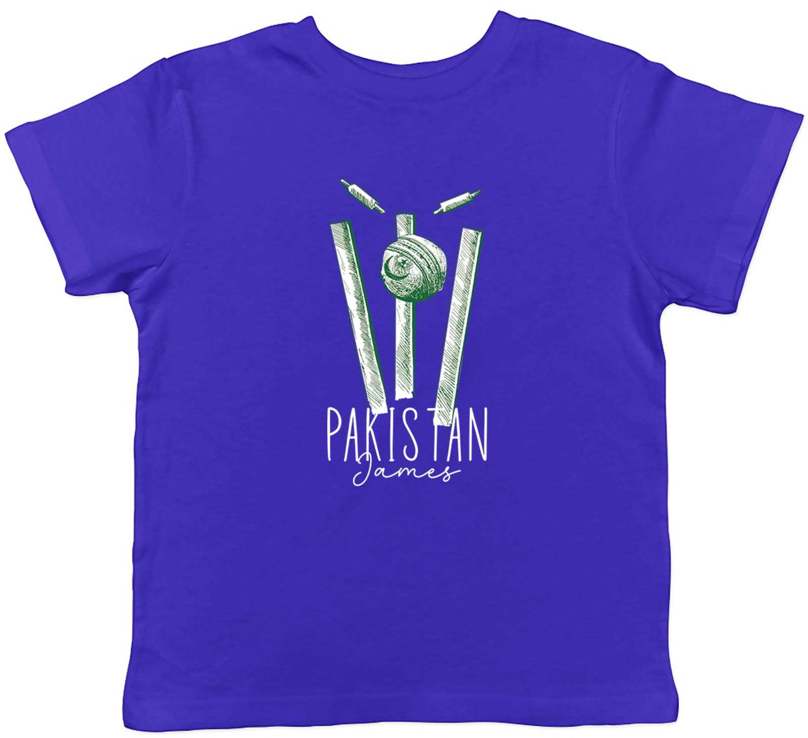 

Personalised Pakistan Cricket Kids T-Shirt Retro Ball Wicket Stumps Fan Boy Girl 160