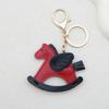 Women Leather Charms Bag Pendant KeyChain Cartoon Pony Rocking Horses Keyring Cute Animal Ornament Accessories