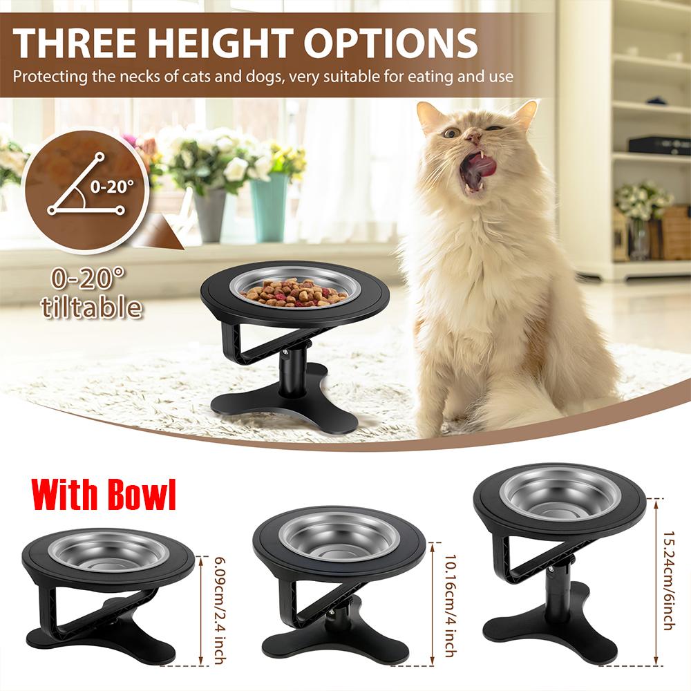 

Adjustable Dog Bowl Stand Stable Elevated Dog Bowl Stand With Stainless Steel Bowl 2 Placement Modes Non Slip Tilted Pet Bowl 1PC