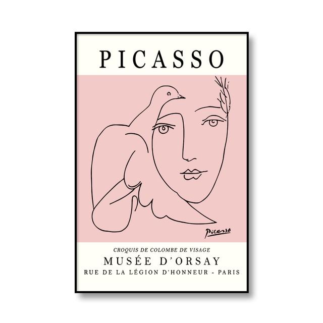 Picasso The Peace Dove Linjeteckning Klassisk konstaffisch och tryck Canvasmålning Väggbilder för vardagsrum Modern heminredning
