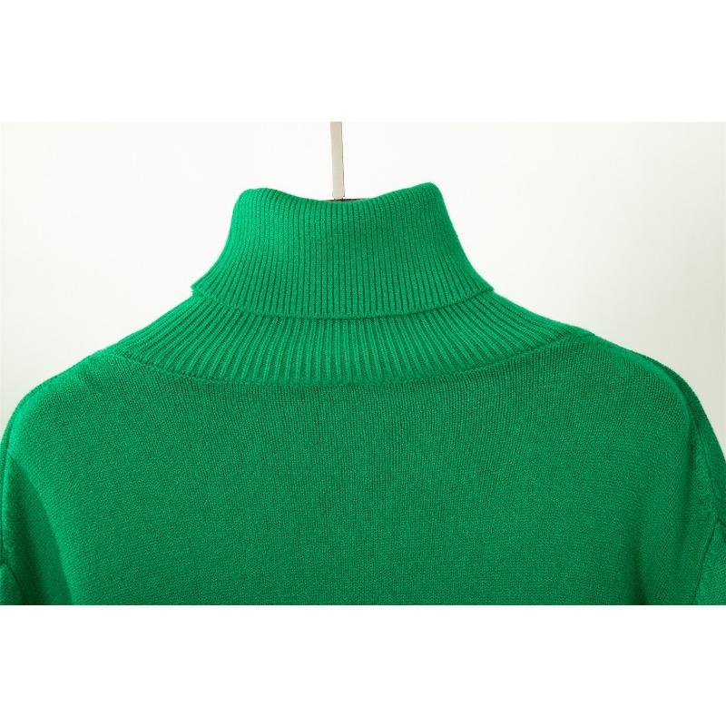 Women's Autumn and Winter Solid Colour High Neck Knitted Sweater Wide Leg Pants Two Piece Set