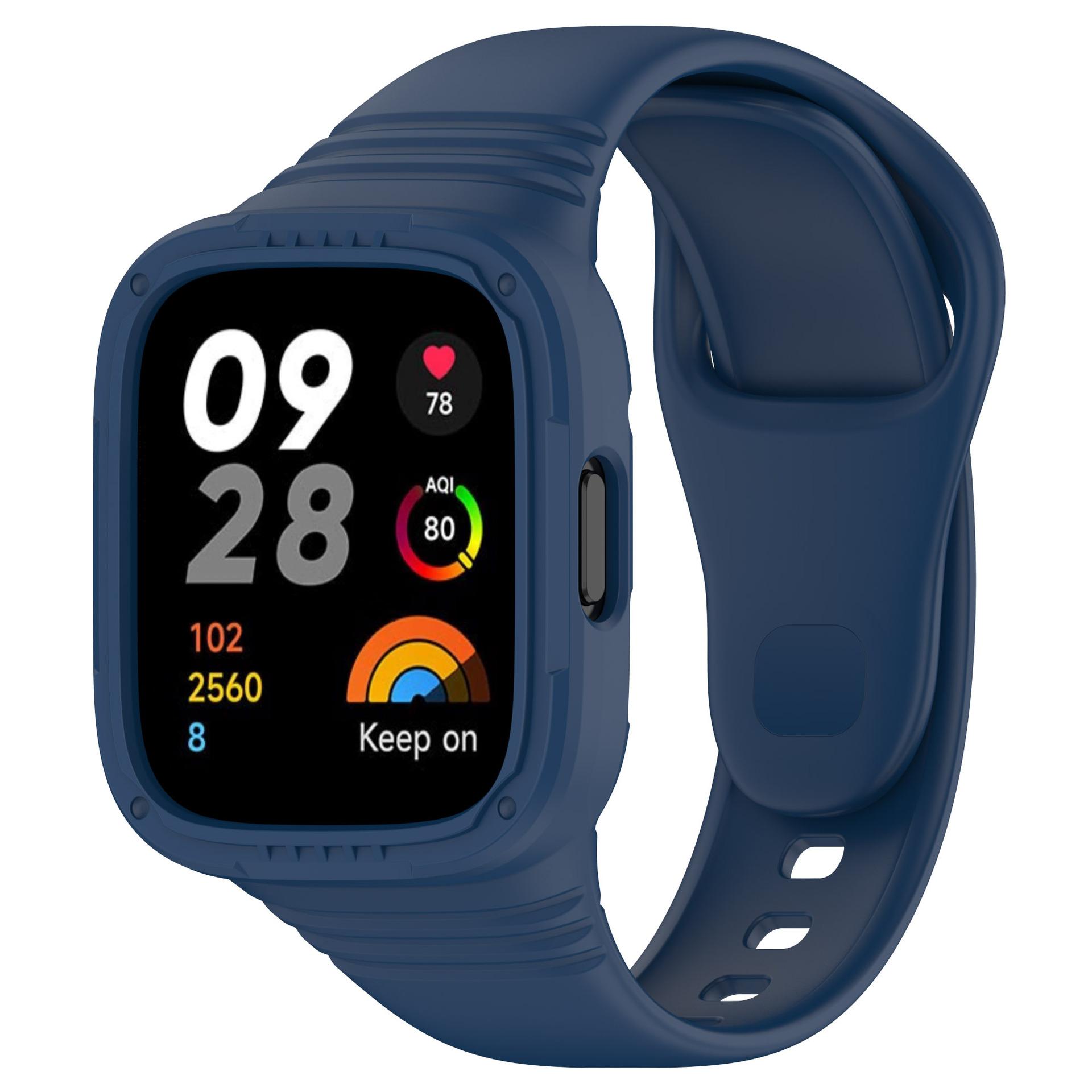 

Силиконовый ремешок с чехлом для Redmi Watch 3/Redmi Watch 3, сменный браслет с активным ремешком, защитный чехол Redmi Watch 3 темно-синий