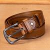 Retro Belt Men'S First Layer Cowhide Genuine Leather Versatile Tree Paste Leather Pin Buckle Belt Young And Middle-Aged Belt