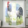 Watercolor Of Cute Chicken Chiffon Sheer Curtains For Living Room Bedroom Decoration Window Tulle Curtains Drapes