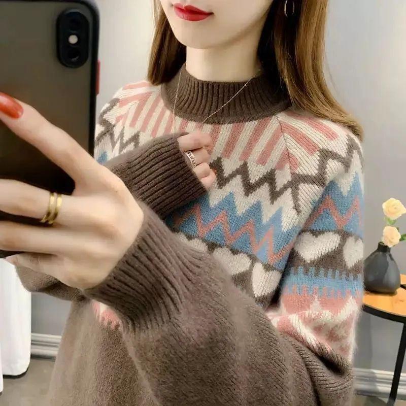 Dimanaf 2024 New Spring Sweaters Turtleneck Pullover.Women Sweaters Knitting Loose Sweater White