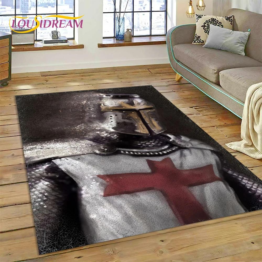 Cartoon 3D Crusaders Templar Black Knight  Carpet Rug for Home Living Room Bedroom Sofa Doormat Decor,Kids Area Rug Non-slip Mat