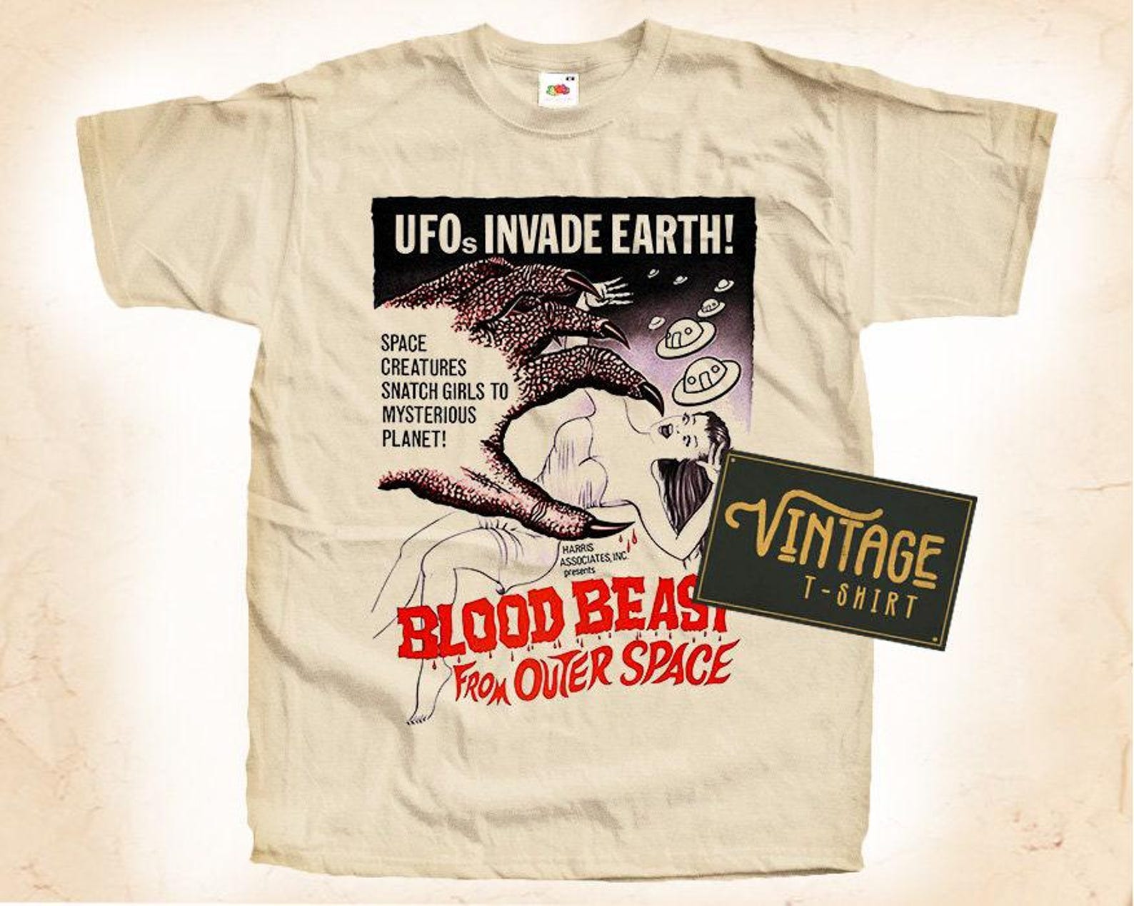 Blood Beast from Outer Space V1 T-Shirt Tee Natural Vintage Cotton Movie Poster All Sizes S M L XL 2X 3X 4X 5X 2XL