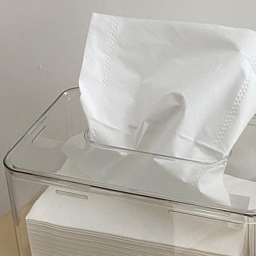 Tissue Holder Transparent Visible 2 Compartment Tissue Case Plastic Desktop Napkin Dispenser Box Living Room Supplies