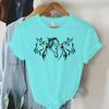 Harajuku Mode T-Shirt Druck Weiß Schwarz Pferd Grafik Damen T-Shirt Kurzarm Weiblich Sommer Pferd Lässig Locker T-Shirt