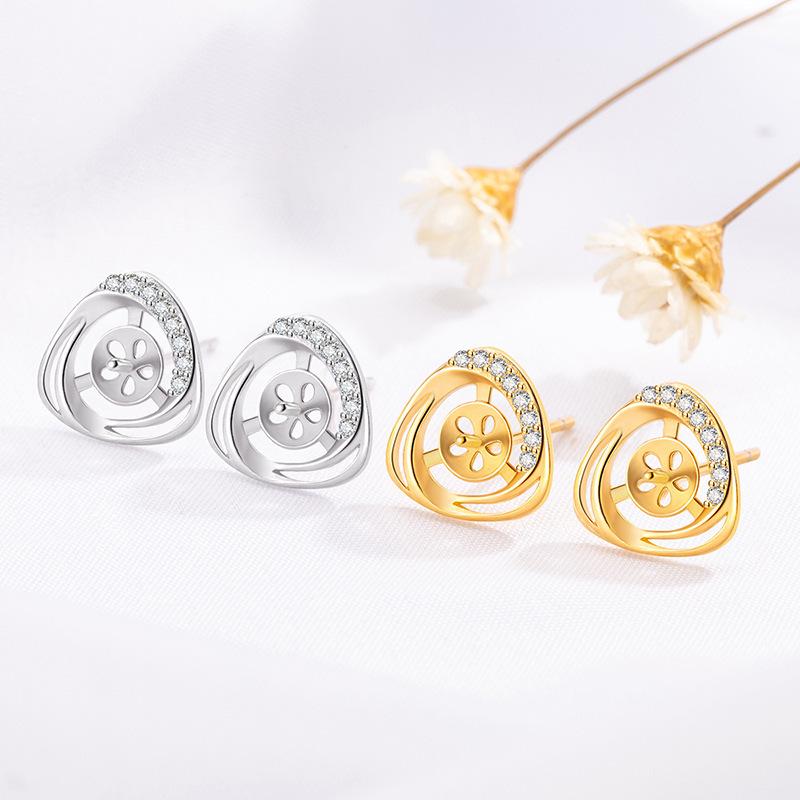 S925 Silver Pearl Earrings: Empty Setting Ear Wire, Hoop, Hook, Stud, Pendant, and Bottom Setting.