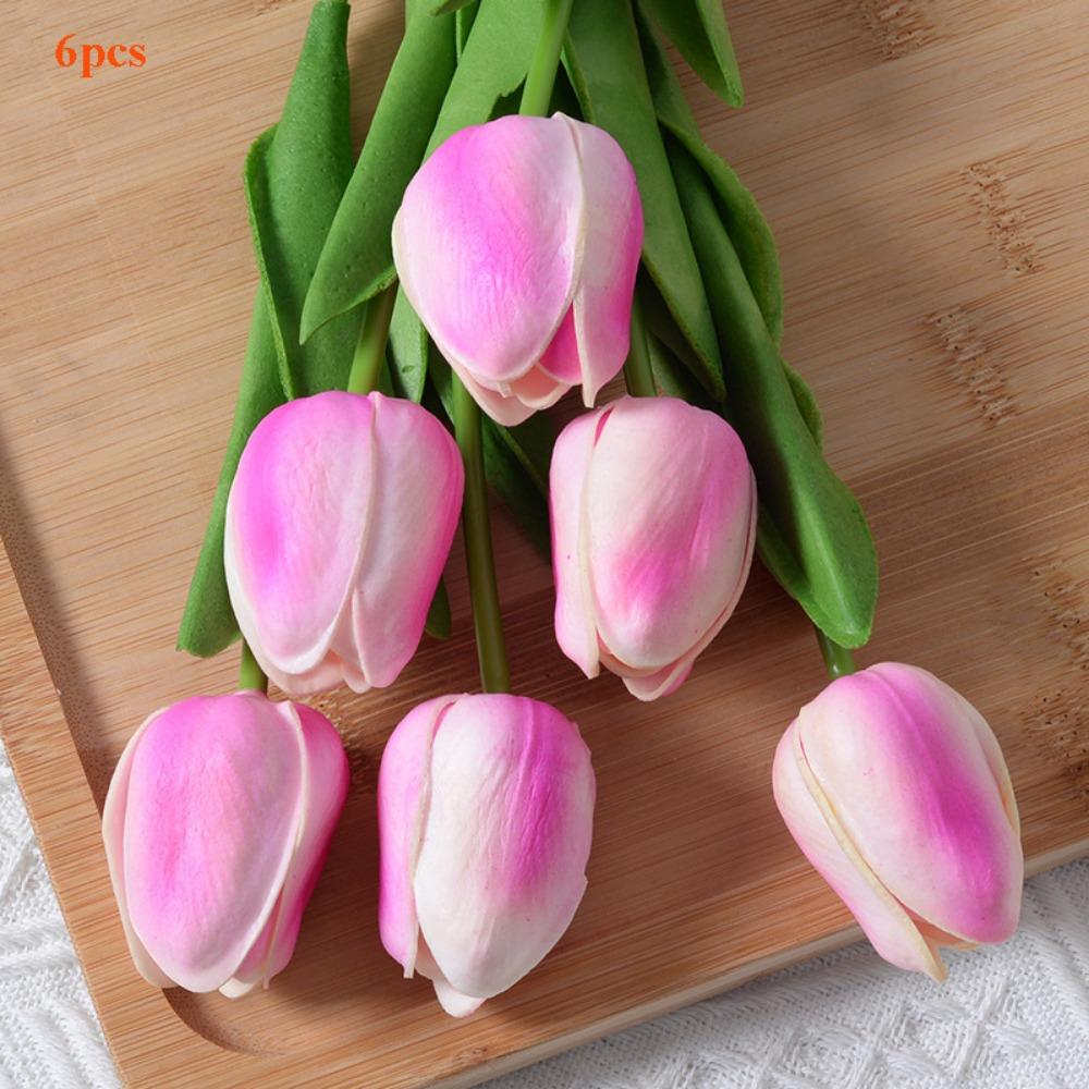 6Pcs New Plastic Real Touch Tulips 34*3cm 7 Colors Simulation Flower Decoration Table Home Wedding Decor Home Decor