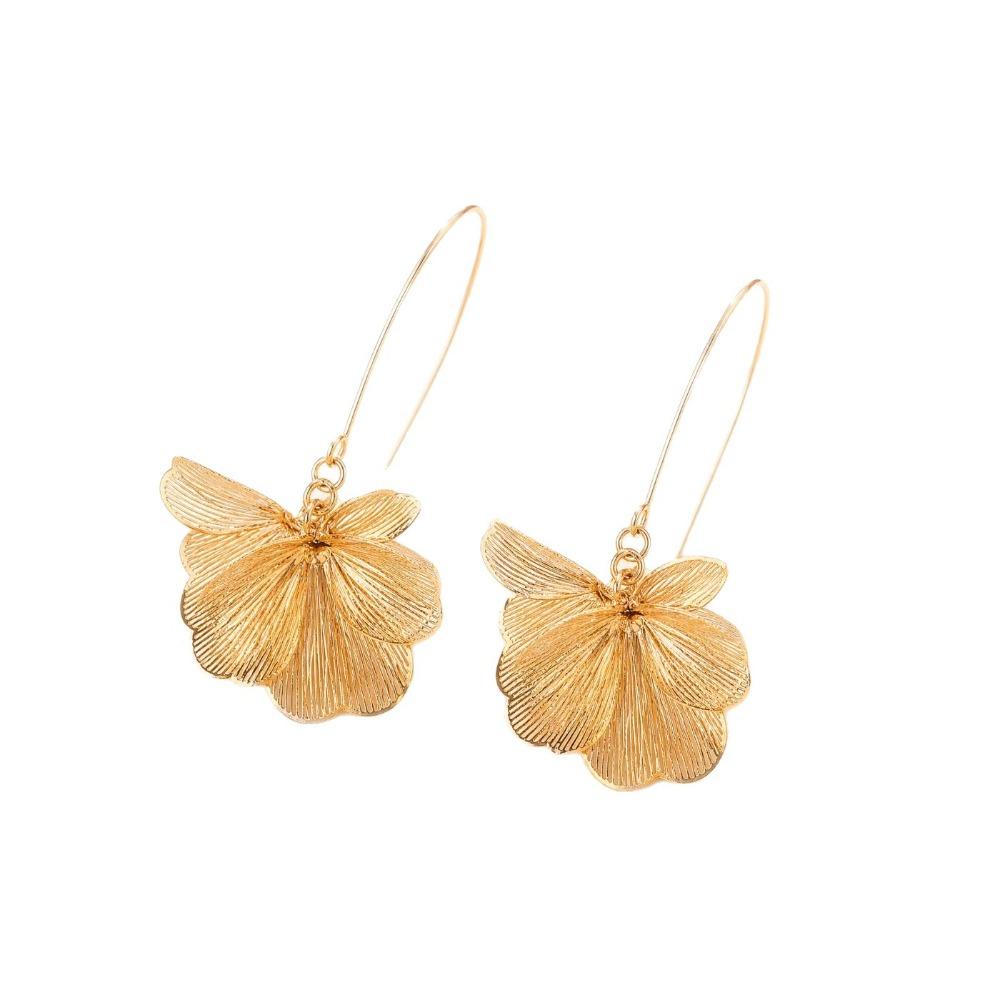 Vintage Chic Long Design Earrings Layered Petal Design Flower Pendant Earrings Jewelry Accessories