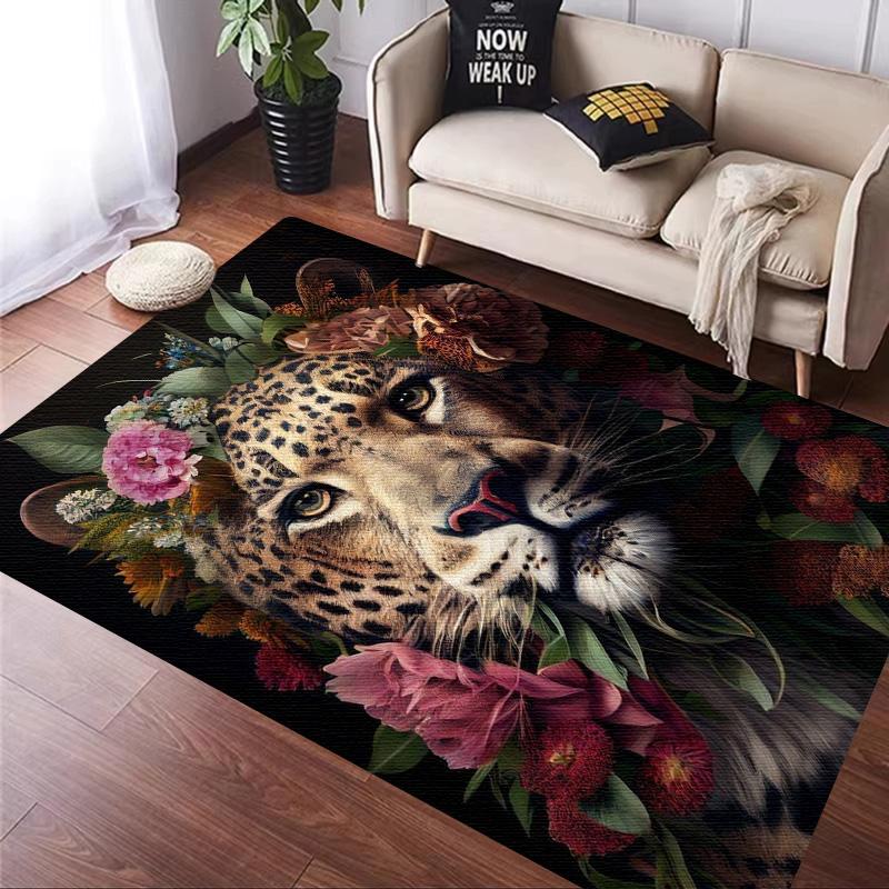Rose leopard print carpet African cheetah room decoration Large Area Rugs Living Sofa Doormat Non Slip Hallway Balcony Floor Mat