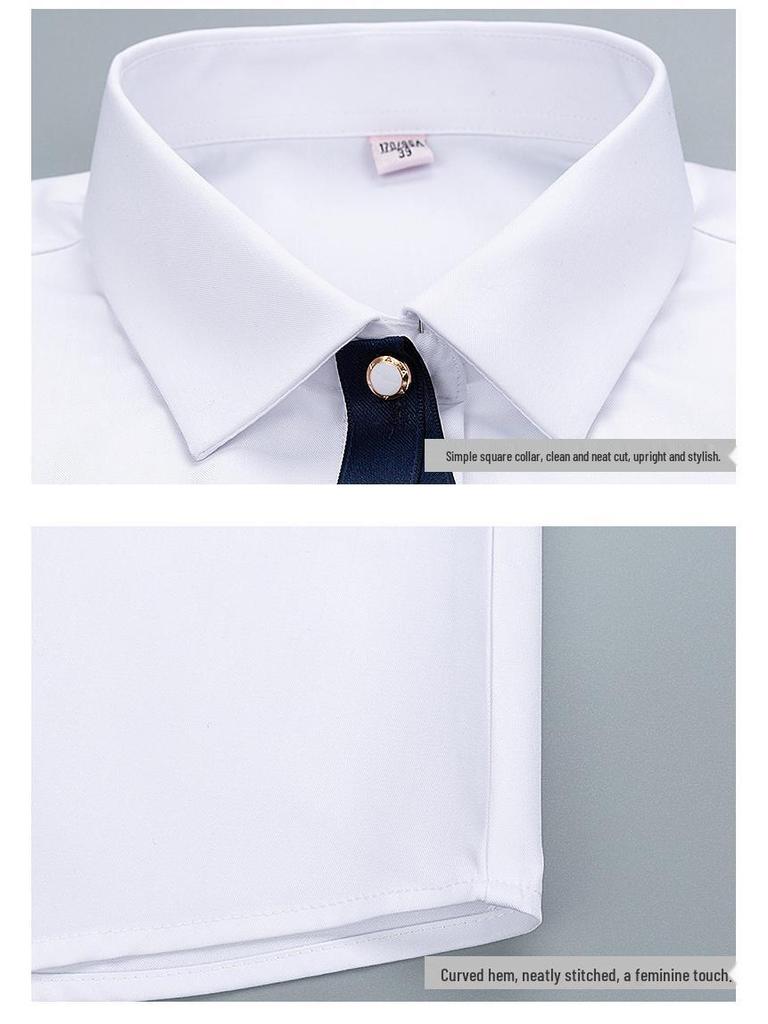 Damska koszula formalna z długim rękawem z włókna bambusowego - Biała, Niegniotliwa