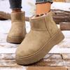Fashion Classic Faux Suede Platform Snow Boots for Women Anti Slip Thicken Plush Warm Ankle Boots Woman Comfy Thick Sole Winter Booties
