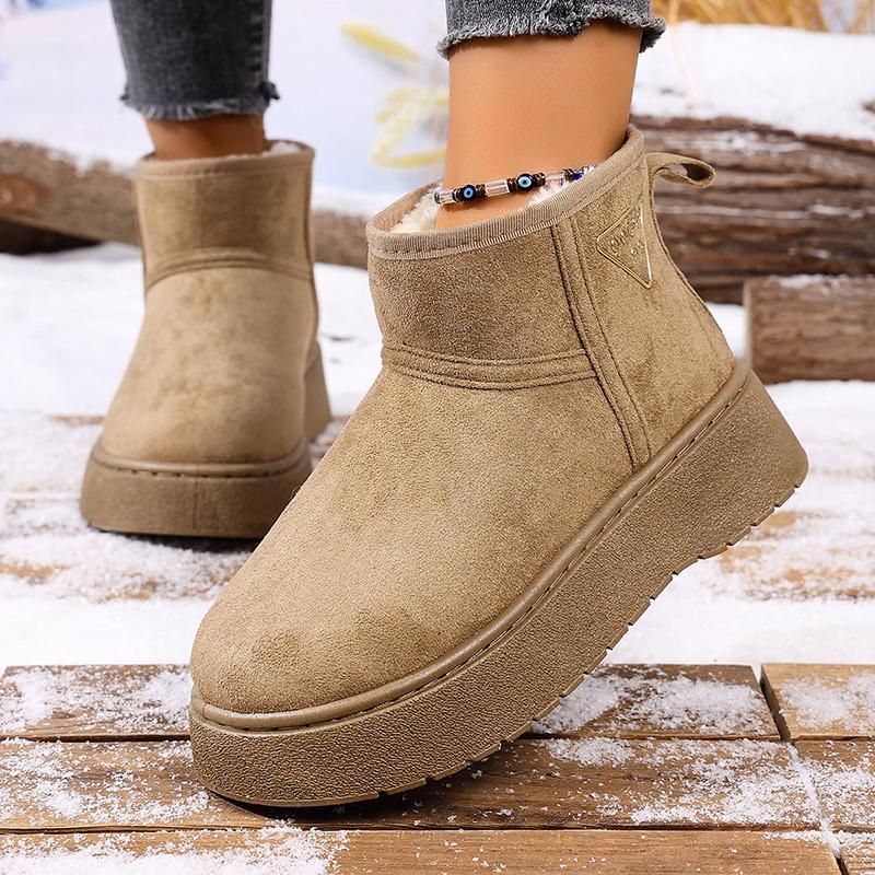 Fashion Classic Faux Suede Platform Snow Boots for Women Anti Slip Thicken Plush Warm Ankle Boots Woman Comfy Thick Sole Winter Booties