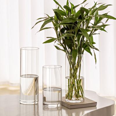 Clear Cylinder Vase Wedding Party Dining Table Centerpiece Decoration Hydroponic Flower Holder Transparent Container Hurricane Candle Holder