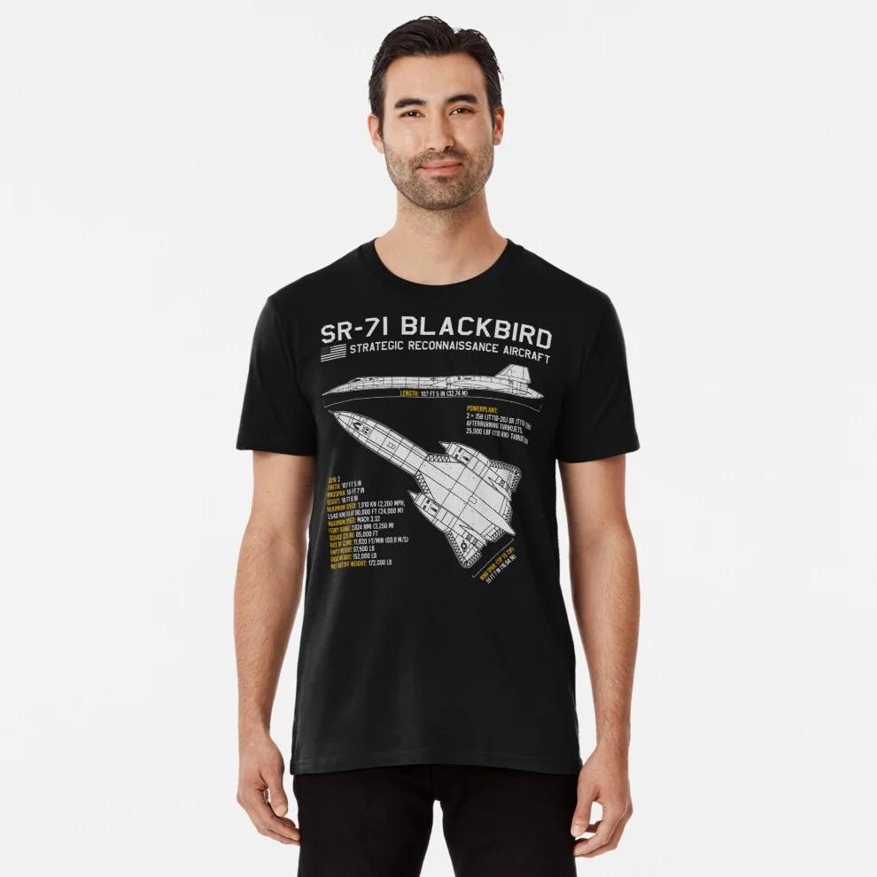 SR71 Blackbird Strategic Reconnaissance Aircraft Blueprint T Shirt New 100 Cotton Short Sleeve ONeck Casual Mens Tshirts