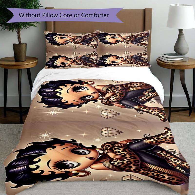 3pcs Duvet Cover Set (1*Duvet Cover + 2*Pillowcase, Without Core),doll Print Bedding Set, Bedroom Decor, All‑Season, Birthday Gift
