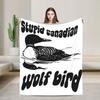 Dumme kanadische Wolfsvogel-Heizrivalität Flanelldecke Warme Bettwäsche Überwürfe für Mädchen Jungen Wohnzimmer Tagesdecke Sofabettbezug