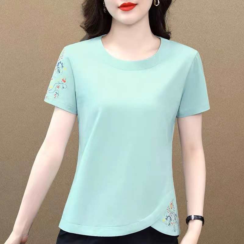 

Женская футболка с круглым вырезом и короткими рукавами, модная свободная повседневная базовая футболка 4XL синий