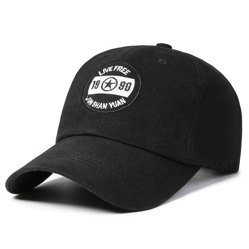 

1990 Letter Star Embroidery Baseball Cap Outdoor Sun Protection Hat Breathable чорний