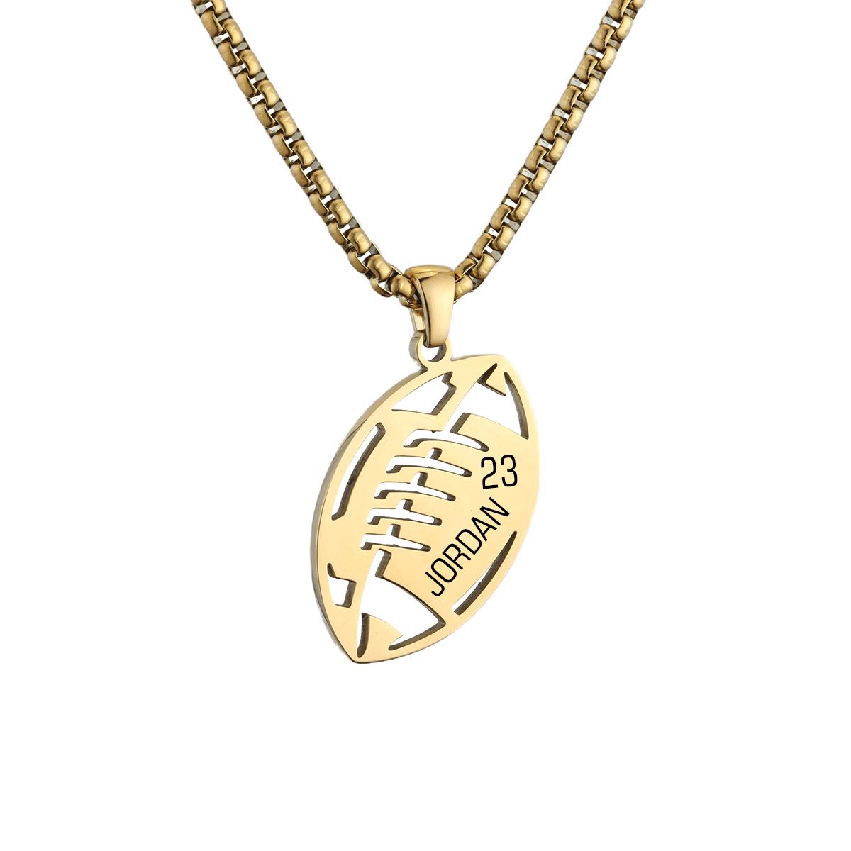 

Rugby Star Player Pendant Necklace - Engraved Gift for Fans & Friends
