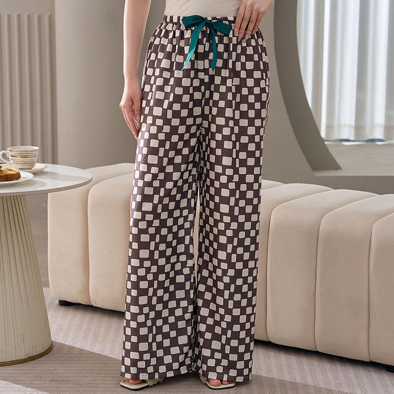 Women's Plus Size Cotton Silk Pajamas - Spring/Summer Lightweight Wide-Leg Pants for Beach, Loose Fit, Can Be Worn Outside