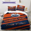 Name Custom Edmonton Oilers Logo Pattern Bedding Set Quilt Cover Pillowcase Home Decor Gift (1 * Duvet Cover + 2 * Pillowcase, Without Core)