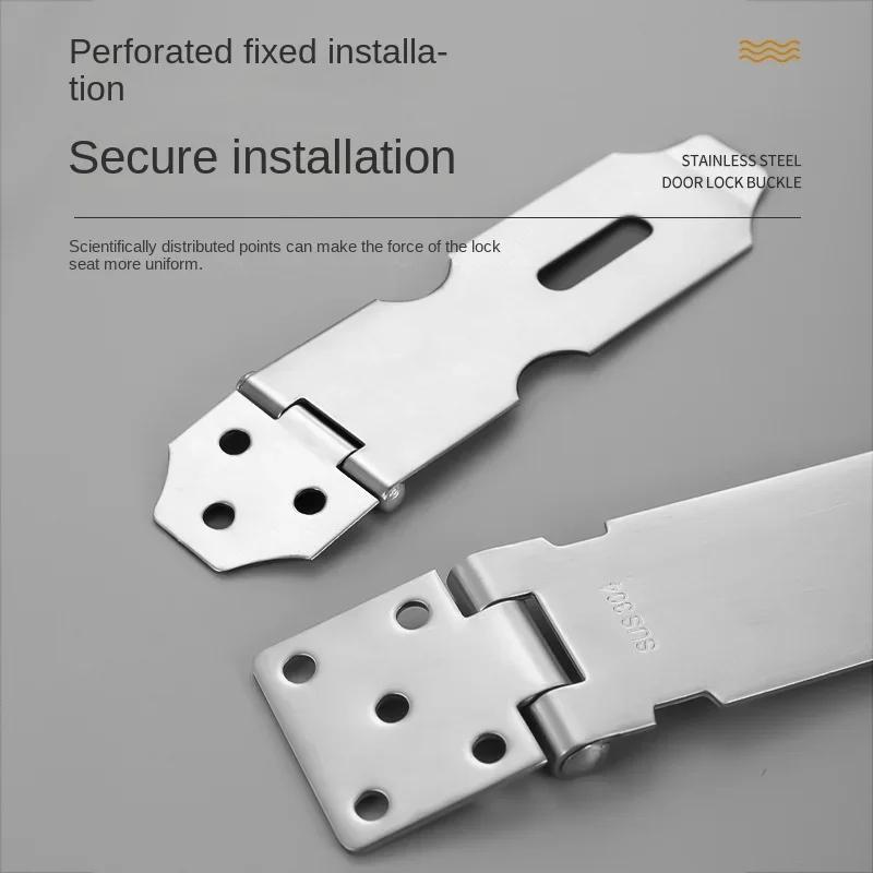 Stainless Steel Lock Buckle, Lock Plate Buckle, 90 Degree Thick Folding Anti-theft Door Buckle, Drawer Cabinet Door Padlock