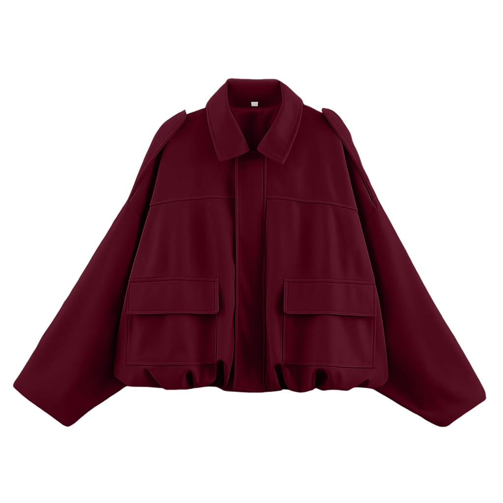 Women's Solid Color Fashionable Sleeve Long Sleeved Zipper Casual Top Jacket Jacket