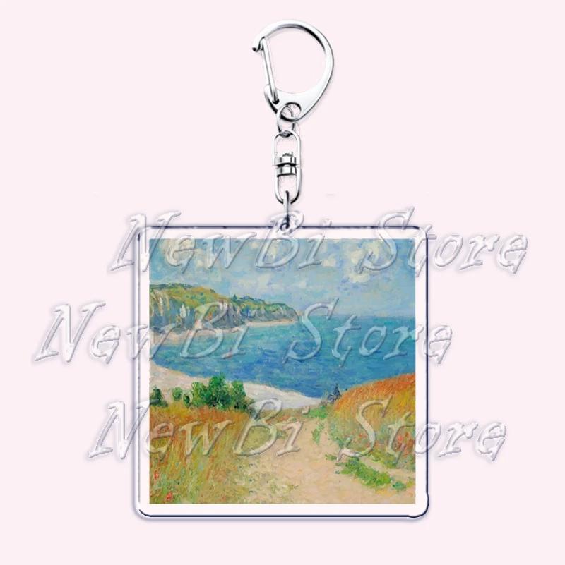 Hot Impressionism Art Keychain for Accessories Bag Van Gogh Monet Mona Lis Oil Painting Pendant Chain Ring Keyring Jewelry Gifts