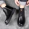 Men's High Top Leather Shoes Classic Street Style Motorcycle Boots Leisure Walk Male Mid-Calf Boots Outdoor Versatile Men Botas