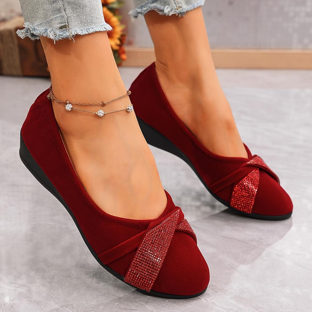 Elegante Damen Mary Jane flache Schuhe, Funkelnder Glitzer, Leicht, Bequem, Handwaschbar, Frühling/Sommer/Herbst/Winter