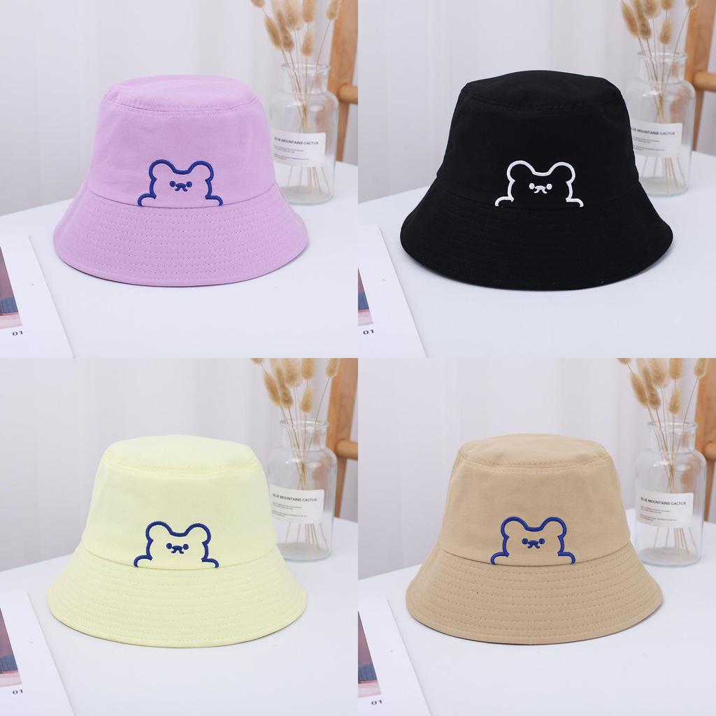 Female Hat Fisherman Thin Sun Protection Fashion Casual Embroidered Bear Visor Hat
