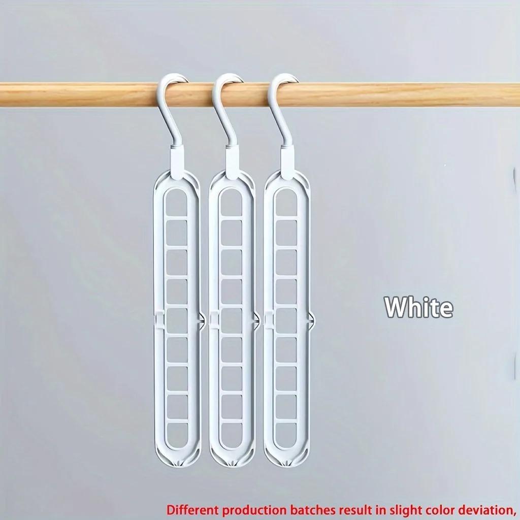 Plastic 9-Hole Foldable Hangers, Heavy Duty Space Saving Clothes Organizer Hangers for Room Closet Wardrobe Home Dor