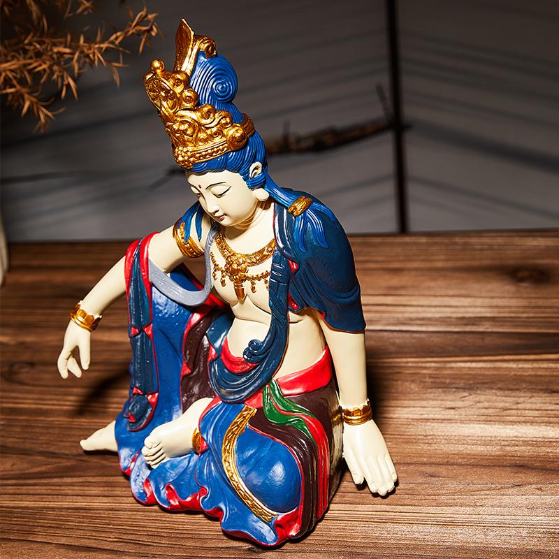 Water Moon Avalokiteshvara Statue Chinese Zen Craft Buddha Figurine for Home Decor Worship