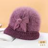 New fashion hairball women's knitted hat outdoor versatile warm and cold rabbit hair adult grandma hat