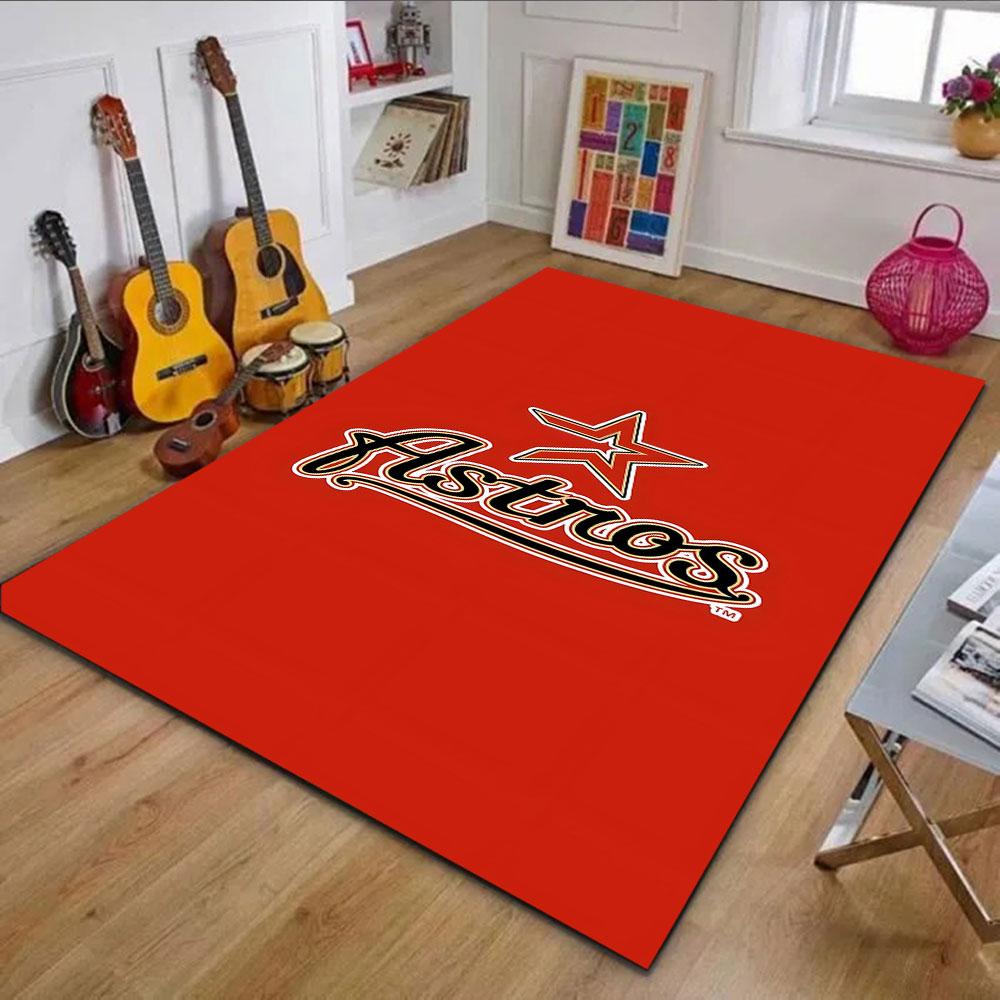 Astros Logo with Red Star Design Patterned carpet, non slip mat suitable for living room and bedroom sofas