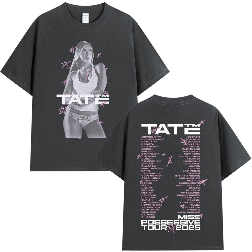 Tate McRae Miss Possessive Tour Merch T-shirt Unisex Donna Harajuku Girocollo Manica Corta T-shirt Cotone Casual T-shirt Streetwear
