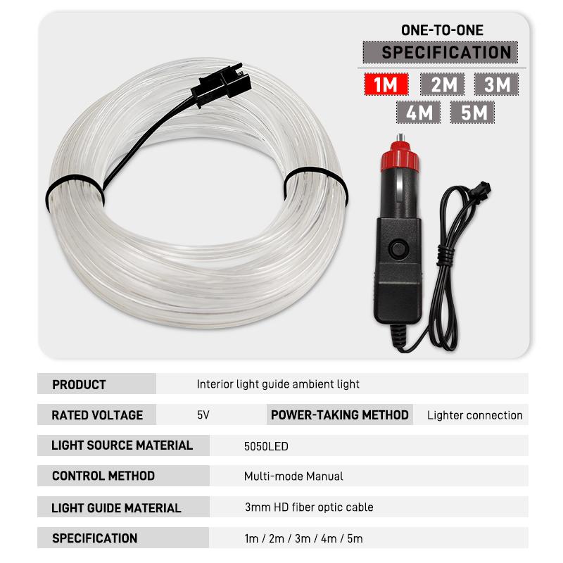 1/3/5M Car Interior Ambient Lights Dashboard Console DIY Flexible Neon Atmosphere Decorative Lamp LED EL Cold Light Strips