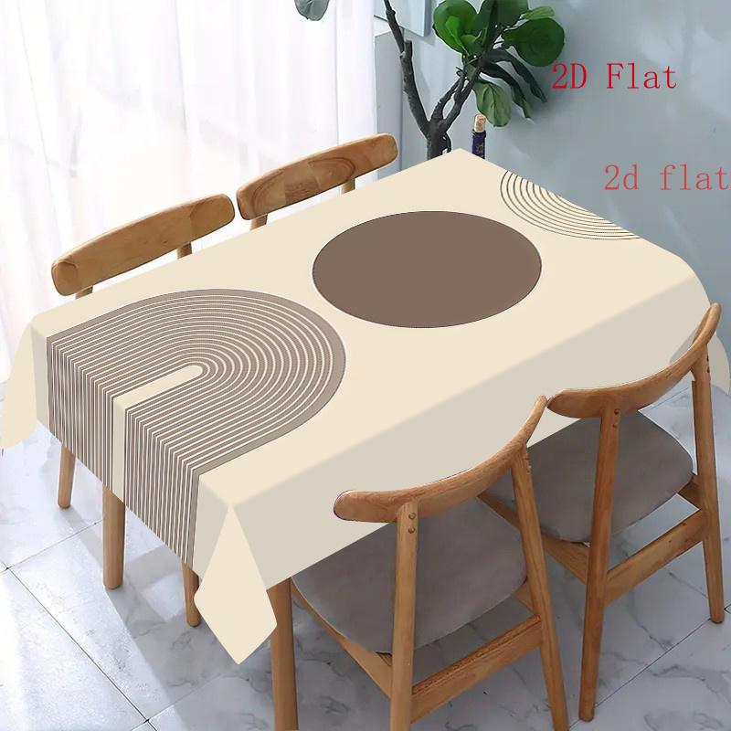 2D Flat 1pc- Rectangular Tablecloth, Polyester Material, Geometric Pattern Tablecloth, Rectangular Dining Tablecloth, Party Tablecloth, Right-angle Ta