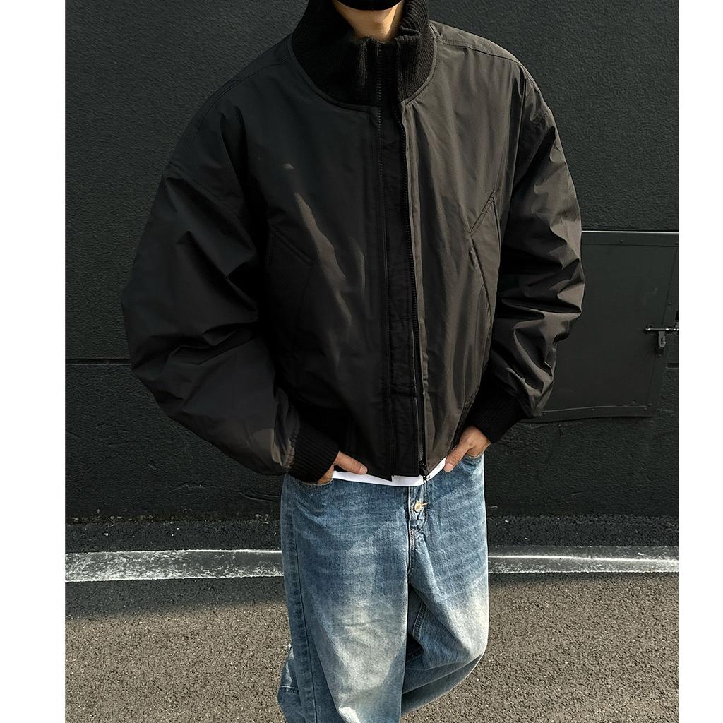 Herren Herbst Baseballjacke Fliegerjacke Stehkragen Dicke Bomberjacke Herren Freizeit Reißverschluss Kurze Jacke